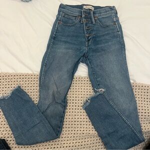 Madewell 10” High Rise Skinny (Raw Hem), Blue, Sz 24